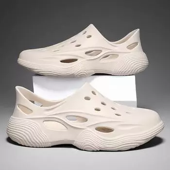 Men s Summer EVA Sandals Couple Models Beach Slippers Fashion Round Toe Non-slip Waterproof Casual Light Wearable 38-39(foot 235mm) бежевый