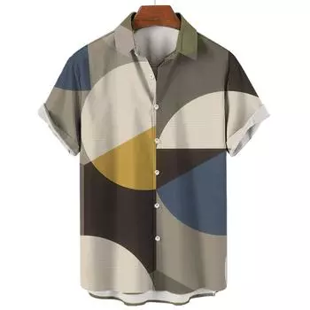 Мужская летняя модная рубашка, рубашка с 3D-принтом в полоску, повседневная футболка с коротким рукавом, свободный топ, мужская одежда S