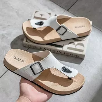 Men s Summer Flip Flops Luxury Casual Tongs Barefoot Shoes For Men 2024 Comfortable PVC Beach Outdoor Fashion Walking Slippers 40 чёрный