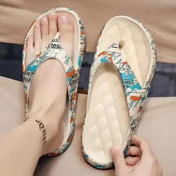 Мужские летние шлепанцы, роскошные повседневные туфли-щипцы для мужчин 2024 года, удобные мягкие пляжные тапочки для ходьбы босиком на открытом воздухе, китайские тапочки 38 бежевый