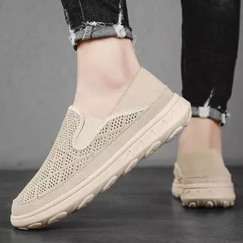 Мужские летние походные ботинки, мокасины, слипоны, обувь для вождения, повседневные лоферы, черные широкие туфли ручной работы для папы 38 чёрный