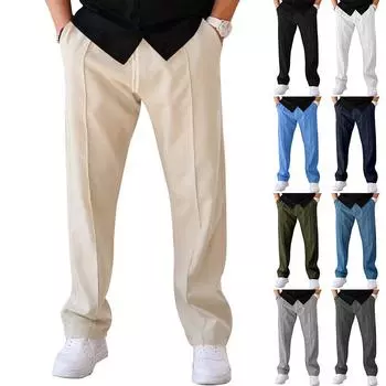 Men s Summer Loose Straight Sports Casual Pants Oversized Long Leg Pants M белый