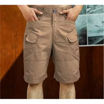 Men s Summer Multi-Pocket Wearable Commuter Shorts Solid Color Design Plus Size 5/10 Shorts 6XL чёрный