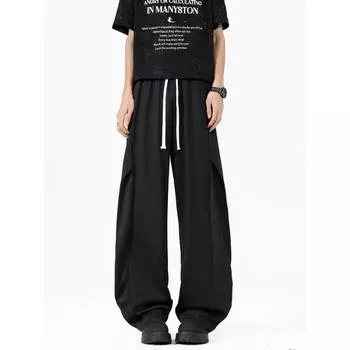 Men s Summer New Casual Loose Straight Pants Design Solid Color Trendy Casual Pants M