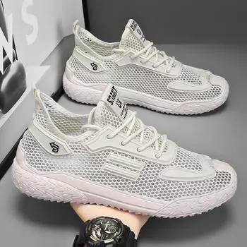 Men s summer new hollow breathable mesh shoes, youth casual versatile soft sole wear-resistant running sports trendy shoes 39 синий