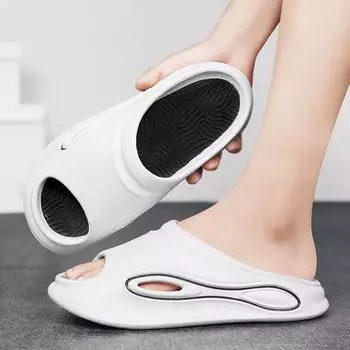 Men s summer new home stepping on shit feeling one-word drag outside wear non-slip deodorant beach sports couple tide cool slippers 36 белый