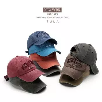 Men s summer new trend letter embroidery washed old cap personalized denim baseball cap for men and women Adjustable