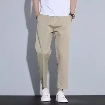 Men s Summer Nine-point Pants Slim-fitting Ice Silk Thin Pants Men s New Small Straight-leg Casual Pants 28