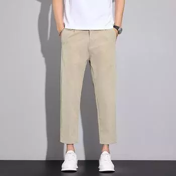 Men s Summer Nine-point Pants Slim Ice Silk Thin Small Straight-leg Pants Men s New Straight-leg Casual 28