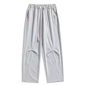 Men s Summer Quick Drying Casual Pants, Men s Loose and Straight Tube Hanging Wide Leg Pants, Bubble Wrap Wrinkled Men s Pants M шифер серый