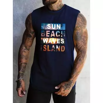 Men s summer running round neck sleeveless vest gym fitness training comfortable breathable T-shirt S