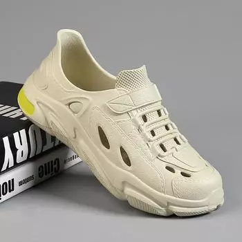 Men s Summer Sandals 2024 Luxury Barefoot PVC Loafers For Men Comfortable Soft Beach Aqua Water Casual Outdoor Trekking Shoes 39 серый