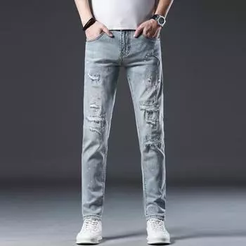 Men s Summer Slim Feet Elastic Casual Trousers Men 28