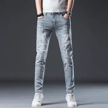 Men s Summer Slim Fit Nine-point Small Feet Elastic Casual Long Trousers for Men 28