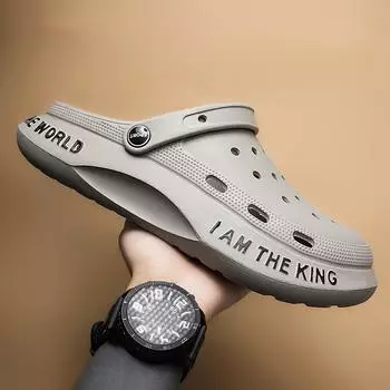 Men s Summer Slippers 2024 Luxury Casual Platform Barefoot Shoes For Men Comfortable Soft Beach Outdoor Trekking Garden Sandals 40-41 коричневый