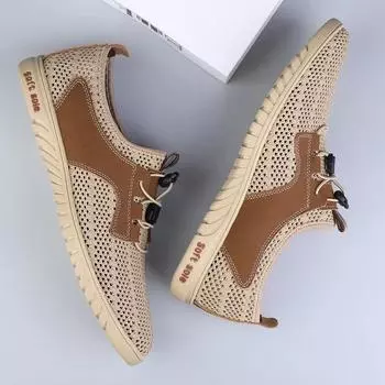 Men s Summer Sneakers Breathable Men Mesh Shoes New Outdoor Casual Flats Handmade MeshTreking Shoes Hollow Out Shoes For Male 37 чёрный