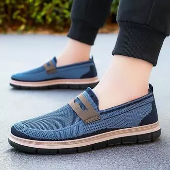 Men s Summer Sneakers British Style Casual Shoes Lazy One Step Shoes Versatile Single Shoes 39 синий