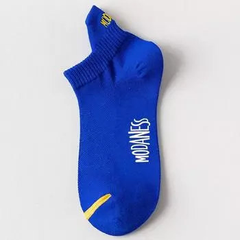Men s Summer Thin Leisure with Shallow Mouth Breathable Sweat Absorption Short Tube Cotton Socks 1 pair синий