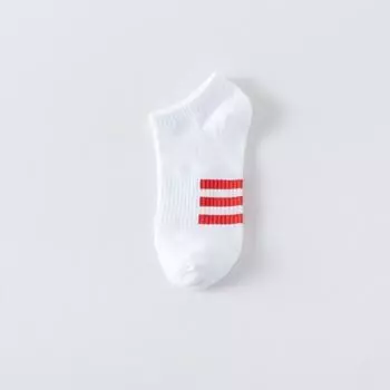 Men s Summer Thin Three Bar Stripes Sports Sweat Absorber with Low Top Socks 1 pair красный