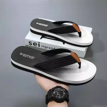 Men s summer Vietnamese slippers men s pinch slippers personalized sandals new flip-flops men s non-slip Korean version trend 40 чёрный