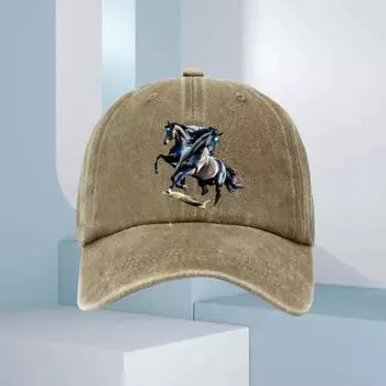 Men s Sunscreen Baseball Hat with Double Horse Pattern Printed Hat Breathable Suitable for Casual and Sports Wear