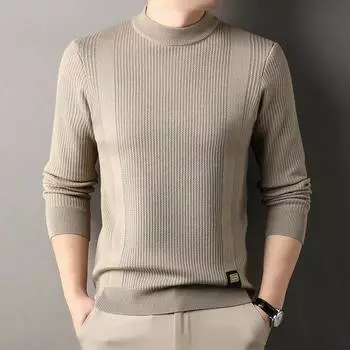 Men s Sweater Fall Men s Clothing Knitwear round Neck Loose Youth European and American Simple Casual Sweater M хаки