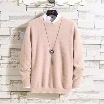 Men s Sweater Knitted Sweater Crew Neck Solid Color Loose Sweater Men s M