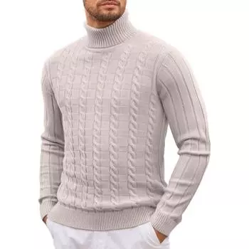 Men s Sweater Knitted Sweater Solid Color Gao Ling Stripes Twisted Dough Leisure L