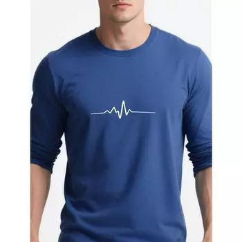 Men s Sweater Spring and Autumn New Fashion Trend Loose Casual Long-sleeved Crew Neck Bottoming Shirt M темно-синий