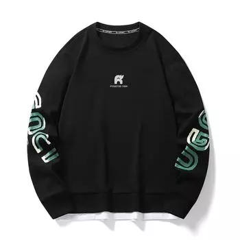 Мужской свитер Весенний простой свитер с круглым вырезом и буквенным принтом 8XL чёрный