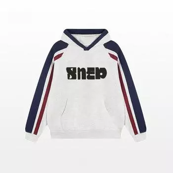 Men s Sweatshirt Spring and Autumn Trendy Men s Loose Heavyweight American Loose Splicing Hooded Sweatshirt Couple Coat M