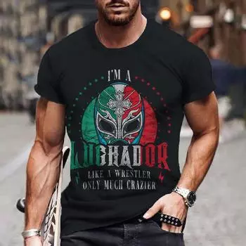 Мужская футболка с 3d принтом мексиканского борца, модная футболка, топы с короткими рукавами, свободная мужская футболка большого размера XL