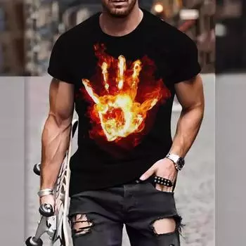 Men s T-shirt 3D Printed Fashion Trend Pattern Printed Short Sleeved Summer Quick Drying Breathable Round Neck T-Shirts Men’s S