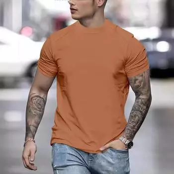 Men s T-shirt Round Neck Casual Top S янтарь