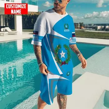 Мужской комплект футболок с 3D-печатью, модная цифровая печать, футболка, модный повседневный комплект из двух предметов S