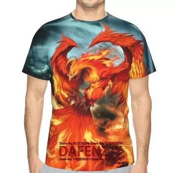 Мужские футболки с принтом 3D Phoenix, графические топы с коротким рукавом, модные футболки в стиле хип-хоп, мужские футболки, винтажная мужская одежда L красный