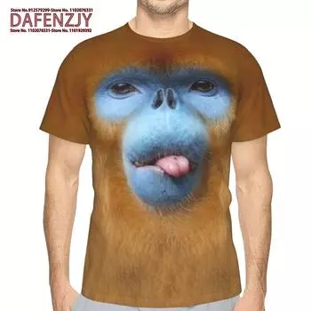 Мужские футболки, модные футболки с 3D-принтом животных, топы, повседневные летние футболки с коротким рукавом, мужская забавная одежда, свободная рубашка с круглым вырезом S синий