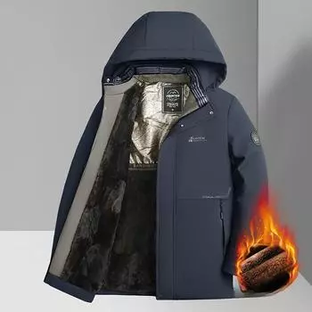 Men s Thermal Velvet Cotton Clothes Removable Hooded Winter Youth Men s Cotton-padded Clothes L