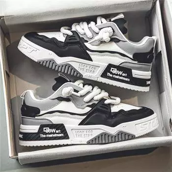 Men s Thick Bottom Flat Anti-slip Sports Tide Teenagers Low Heel Front Lace Up Casual Shoes 44