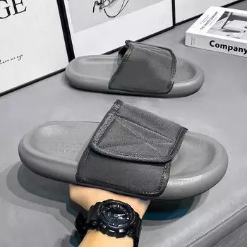 Men s Thick-soled Lightweight Slippers 2024 Summer Couple Home Style Casual Fashion Slip on Bread Shoes Big Size Sandals Men 35-36 серый