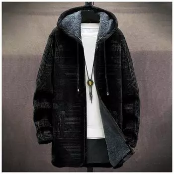 Мужская утолщенная куртка на пуговицах с двойным карманом и карманной вставкой, хлопковая куртка XXXXXL чёрный
