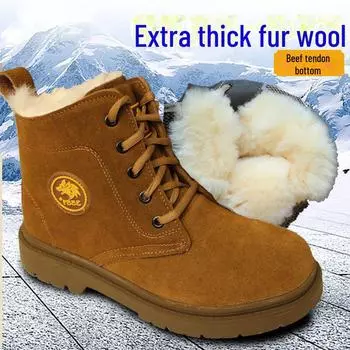 Men s Thickened Fur Wool Martin Boots for Snow and Welding 39