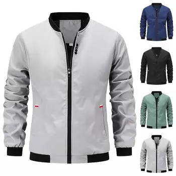 Мужская тонкая куртка Повседневная бейсбольная куртка Мужская рабочая куртка L чёрный