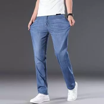 Men s Thin Jeans Loose Straight-leg Casual Pants Summer New Business Large Size Trousers 28