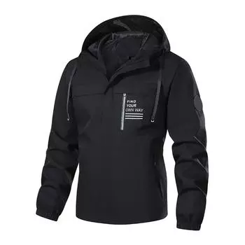 Men s Three Layer Composite Casual Hooded Jacket Single Coat Men s Outdoor Mountaineering Jacket Coat L