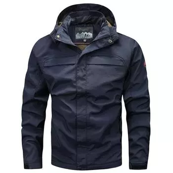 Men s Tooling Jacket Spring and Autumn Jacket Multi-Pocket Tooling Jacket Men s Loose Jacket Outdoor Casual Top M хаки