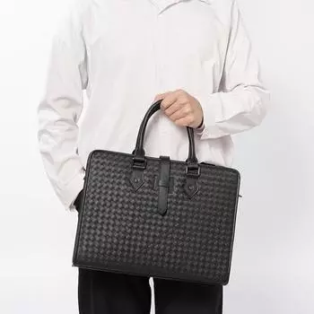 Мужская сумка-тоут с верхним слоем из воловьей кожи, модный мужской портфель, сумка для компьютера чёрный