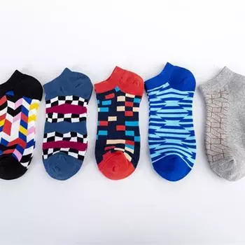 Men s Trendy Geometric Boat Socks - European & American Style EU Size 39-46
