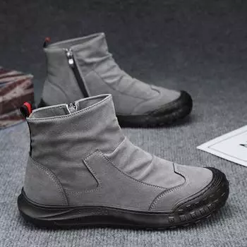 Men s Trendy High-Top Martin Boots - Breathable, Non-Slip, All-Match Workwear Shoes for Autumn. 44 серый