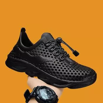 Мужские модные туфли с дырочками, нескользящая сумка на толстой подошве и однотонные тапочки, спортивные и пляжные сандалии для отдыха, мужские 39 серый